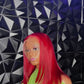 Crimson hair color Blunt cut wig